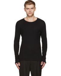 Ann Demeulemeester Black Ribbed Long Sleeve T_Shirt - Lyst