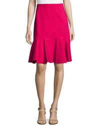 Carolina Herrera Double-Face Skirt W/ Flare Hem - Lyst