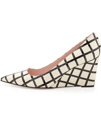 Kate Spade Jovia Snake-Print Grid Wedge Pump - Lyst