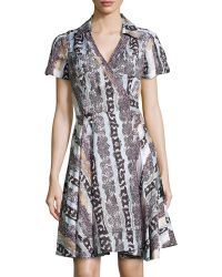 Diane von Furstenberg Printed Short-Sleeve Woven Dress - Lyst