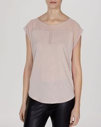 Karen Millen Tee - Sheer Panel Cap Sleeve - Lyst