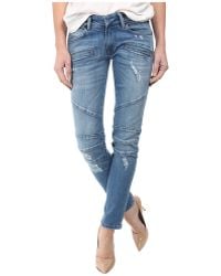 Balmain Zipper Detail Distressed Skinny Jeans In Blue - Lyst