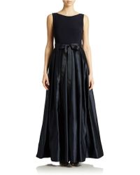 betsy & adam embellished satin gown
