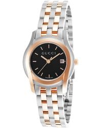 Gucci Women'S Women Two-Tone Stainless Steel Black Dial - Lyst