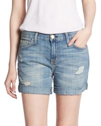 Current/Elliott Slouchy Distressed Denim Shorts - Lyst