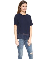 DKNY Short Sleeve Blouse - Midnight Navy/Navy - Lyst