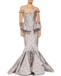 Zac Posen Off-The-Shoulder Peplum Gown - Lyst