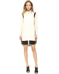 Vince Colorblock Shirtdress - Off White/Black - Lyst