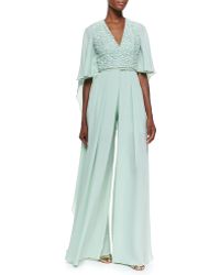 Elie Saab Embellished Wide-Leg Silk Jumpsuit - Lyst
