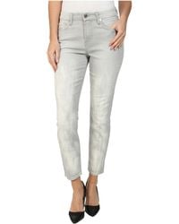 7 For All Mankind Mid Rise Crop Skinny W/ Bleach In Distressed Spring Grey - Lyst