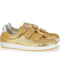 Kenzo Embossed Metallic Leather Sneakers - Lyst