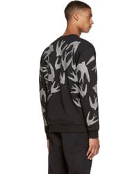 McQ by Alexander McQueen Black And Grey Swallow Silhouette Print Sweatshirt - Lyst