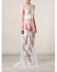Alessandra Rich Contrasting Panels Embroidered Lace Dress - Lyst