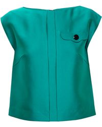OSMAN Sleeveless Top With Placket Detail - Lyst