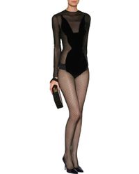Olympia Le-Tan Sheer-Paneled Silk Bodysuit - Lyst