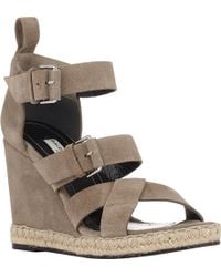 Balenciaga Double-Buckle Wedge Espadrille Sandals - Lyst