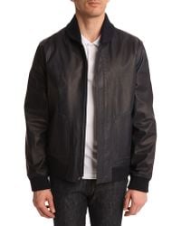 Dunhill Davies Navy Leather Jacket blue - Lyst