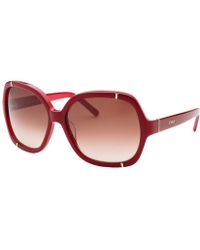 Chloé Women'S Square Crimson Red Sunglasses - Lyst