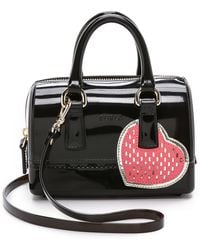 Furla Heart Printed Candy Sweetie Mini Satchel - Onyx And Pink - Lyst
