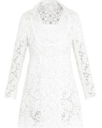 Honor Lace And Leather-Trimmed Coat - Lyst