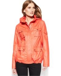 Vince Camuto Hooded Coated-Cotton Utility Jacket - Lyst