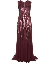 Elie Saab V Neck Sleeveless Embellished Gown - Lyst