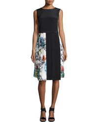 Tibi Tattoo Printed Sunray Pleated Dress - Lyst