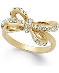 Kate Spade New York Gold-Tone Crystal Pavé Bow Ring - Lyst