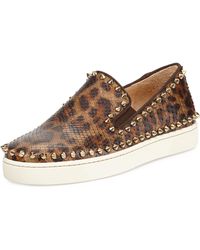 Christian Louboutin Leopard-Print Python Skate Shoe - Lyst
