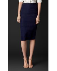 Burberry Striped Wool Silk Chiffon Pencil Skirt - Lyst