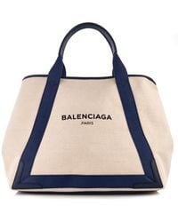 Balenciaga Navy Cabas M Cotton-Canvas Shopper - Lyst