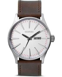 Nixon The Sentry Leather Strap Watch, 42Mm - Lyst