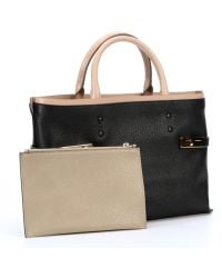 Chloé Black Leather Buckle Accent Tote Bag - Lyst