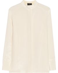 By Malene Birger Ronida Paneled Silk-Crepe And Chiffon Top - Lyst