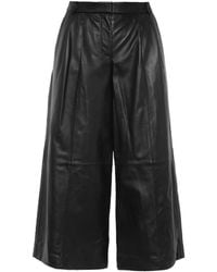 Tibi Pleated Wide-Leg Leather Culottes - Lyst