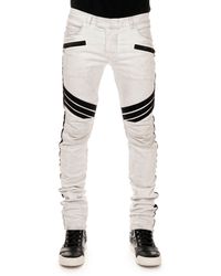 Balmain Stripe-Detail Biker Jeans - Lyst