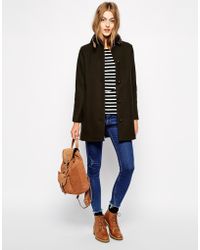 Sessun Sissi Wool Coat With Leather Tab Detail - Lyst