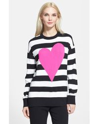 Kate Spade Heart Stripe Intarsia Knit Sweater - Lyst