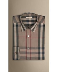Burberry Check Stretch Cotton-Blend Shirt - Lyst