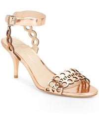 Loeffler Randall Opal Metallic Leather Cutout Sandals - Lyst