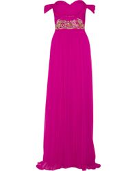 Notte By Marchesa Embellished Silk-Chiffon Gown - Lyst