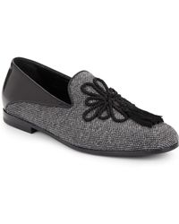 Giorgio Armani Leather & Tweed Smoking Slippers - Lyst