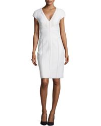 J. Mendel Cap-Sleeve Jacquard Dress - Lyst