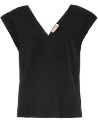Rebecca Taylor Lace-Back Crepe Top - Lyst