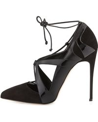 Alejandro Ingelmo Ilaria Patent & Suede Lace-Up Point-Toe Pump - Lyst