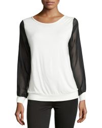 Haute Hippie Silk Chiffon-Detail Sweatshirt - Lyst