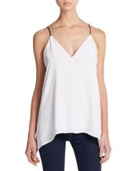Milly V-Neck Silk Handkerchief Blouse - Lyst