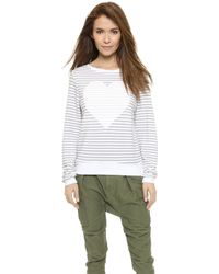 Wildfox Big Heart Pullover - Grey Stripe - Lyst