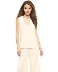 DKNY Sleeveless V Neck Top - Muslin/Muslin - Lyst
