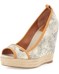 Tory Burch Majorca Snake-Print Wedge - Lyst